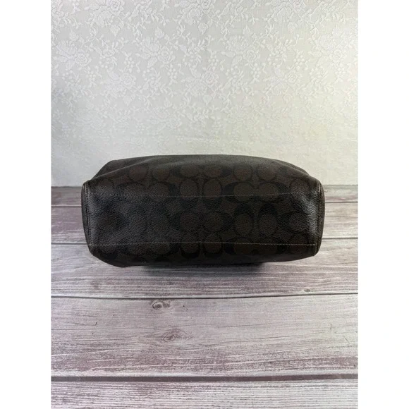 Coach Kelsey Signature Black Canvas Double Handles Zipper Satchel Bag - Picture 6 of 17